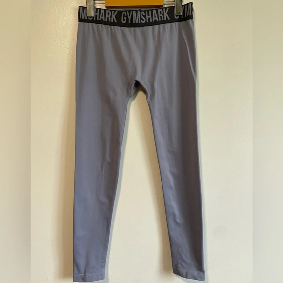 Gym Shark Fit Seamless Leggings - Grey w Black Waist Band -  Size Medium - Picture 9 of 11